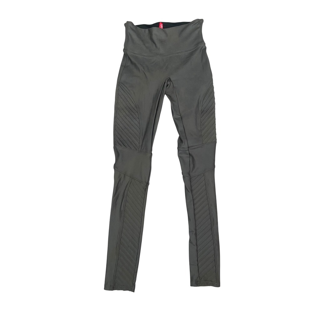Spanx Moto Leggings Womens Small Gray High Waisted Shaping Ribbed Athleisure